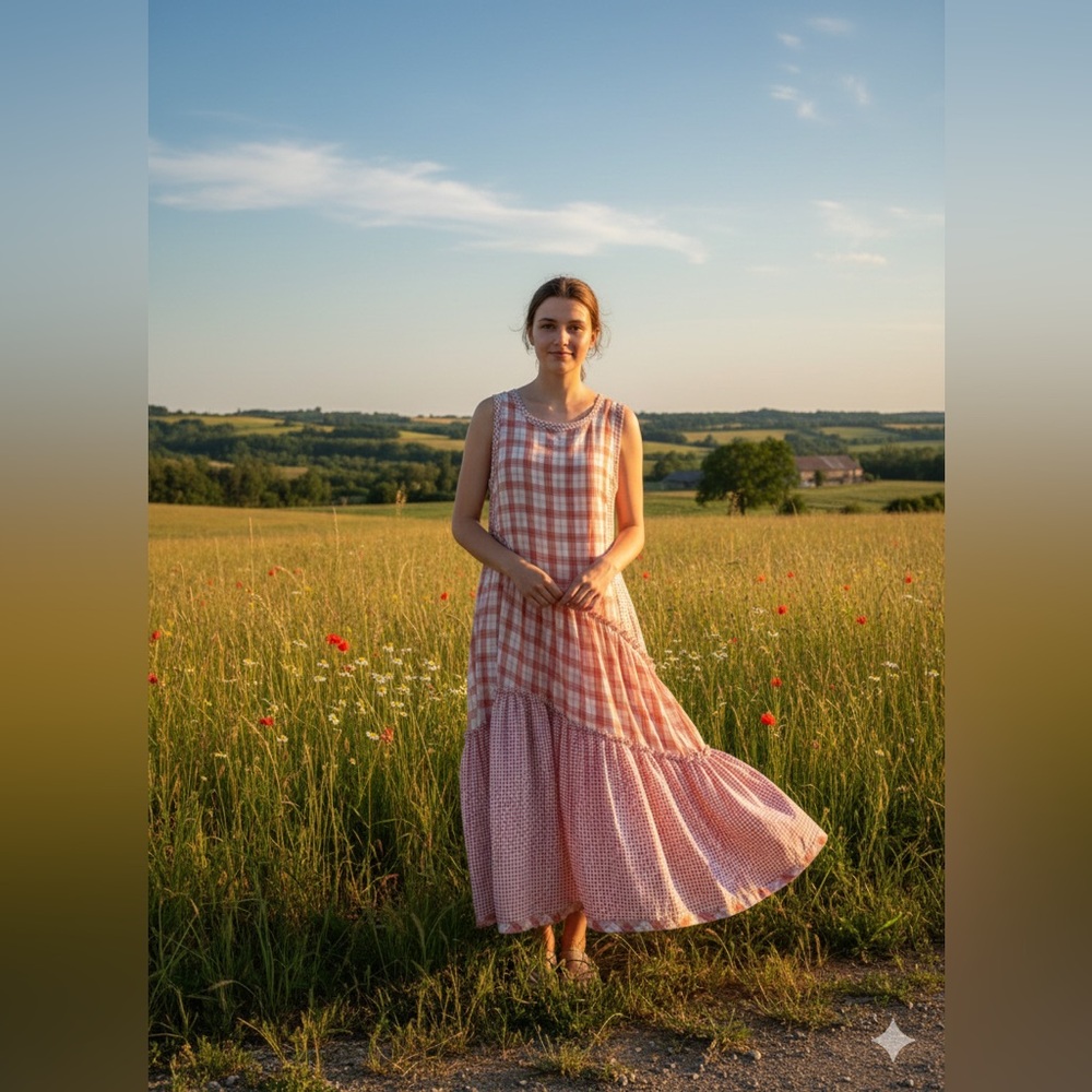 Easel Pink Plaid Maxi Dress